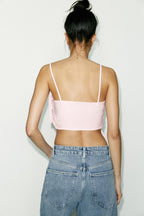 Kora Bow Crop Top In Pink