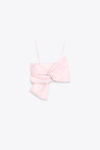 Kora Bow Crop Top In Pink