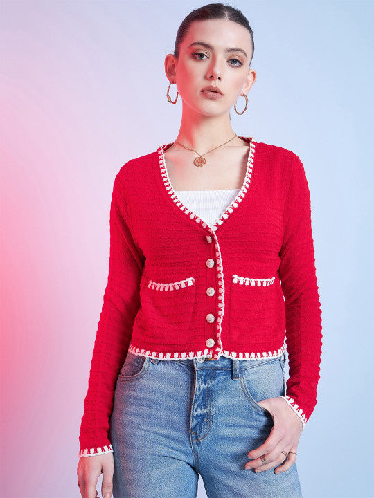 Eloise V-Neck Acrylic Cardigan Sweater