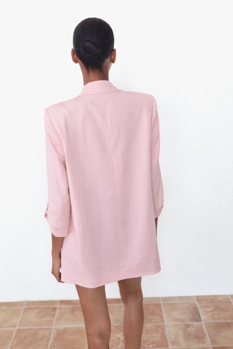 Pink Rolled-Up Sleeves Blazer
