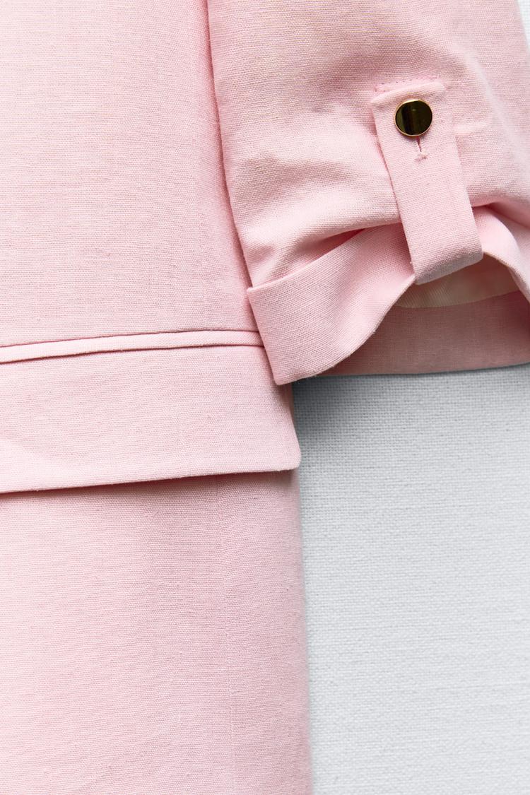 Pink Rolled-Up Sleeves Blazer