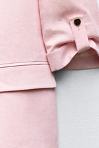Pink Rolled-Up Sleeves Blazer