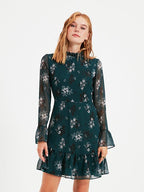 Teal High Neck Dress