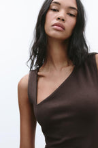 Draped Short Dress In Brown