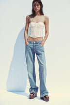 Cream Lace Corset Top
