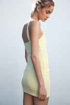 Yellow Halter Neck Stretch Dress