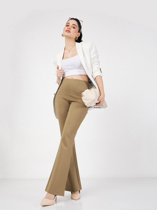 Nora Bootcut Trousers In Beige