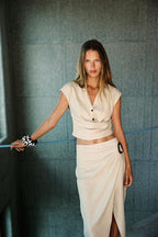 Linen Top And Skirt Co-Ord Set