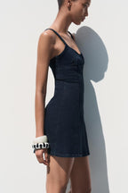 Strappy Denim Short Dress