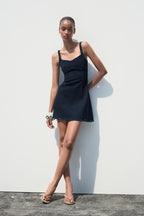 Strappy Denim Short Dress