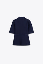 Plain Belted Navy Top