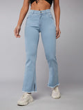 Ice Blue Bootcut High-Rise Heavy Fade Stretchable Jeans