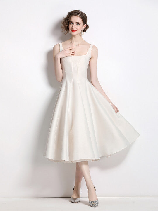 Square Neck Fit & Flare Midi Dress
