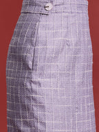 Lavender Checked Blazer & Skirt Set