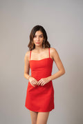Moon Spaghetti Straps Red Dress With Side Zipper