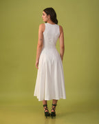 Moon A-Line Fitted Dress With Zipper At Back