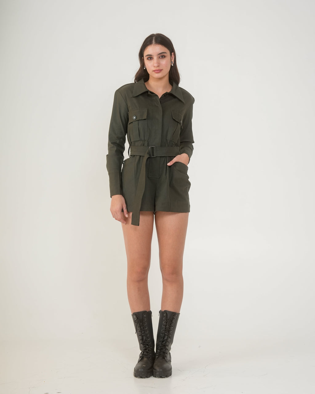 Moon Olive Short Jumpsuit