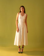 Moon A-Line Fitted Dress With Zipper At Back