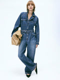 Adjustable Waist Denim Jumpsuit