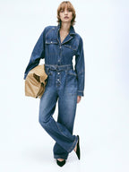 Adjustable Waist Denim Jumpsuit