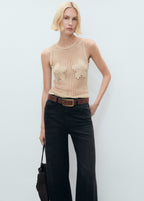 Floral Embroidered Crochet Top