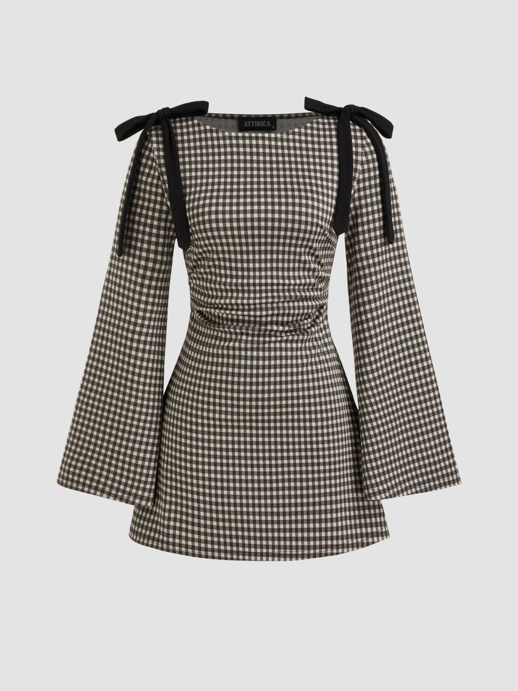 Noir Bow Gingham Mini Dress