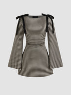Noir Bow Gingham Mini Dress