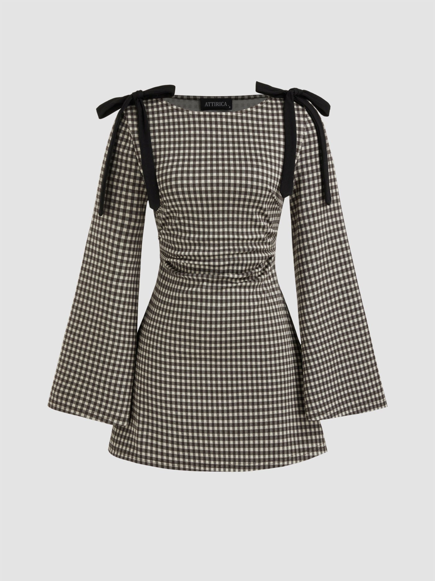 Noir Bow Gingham Mini Dress