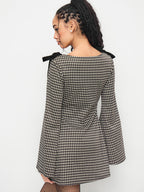 Noir Bow Gingham Mini Dress