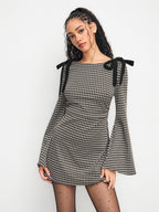 Noir Bow Gingham Mini Dress
