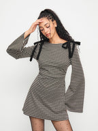 Noir Bow Gingham Mini Dress