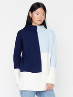 Colourblocked High Neck Pure Acrylic Pullover