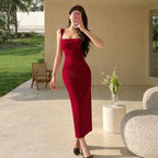 Eva Solid Sleeveless Midi Bodycon Dress
