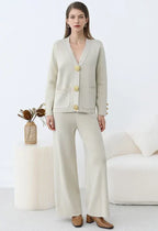 Golden Button Two-Piece Off-White Set