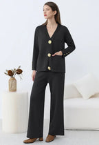 Golden Button Two-Piece Black Set