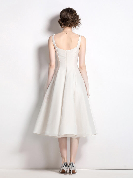 Square Neck Fit & Flare Midi Dress