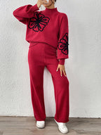 Solid Embroidered Pullover And Pants Set