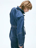 Adjustable Waist Denim Jumpsuit