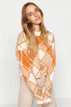 Geometric Printed Pullover Sweater