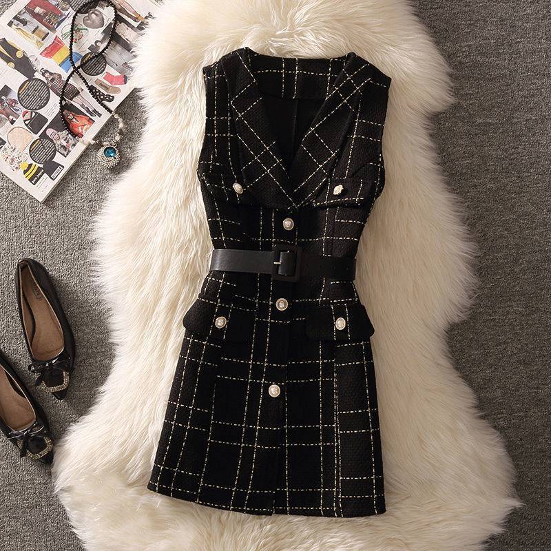Aria Woolen Top And Tweed Dress Set