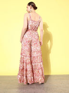 Printed Waist Tie-Ups Basic Jumpsuit