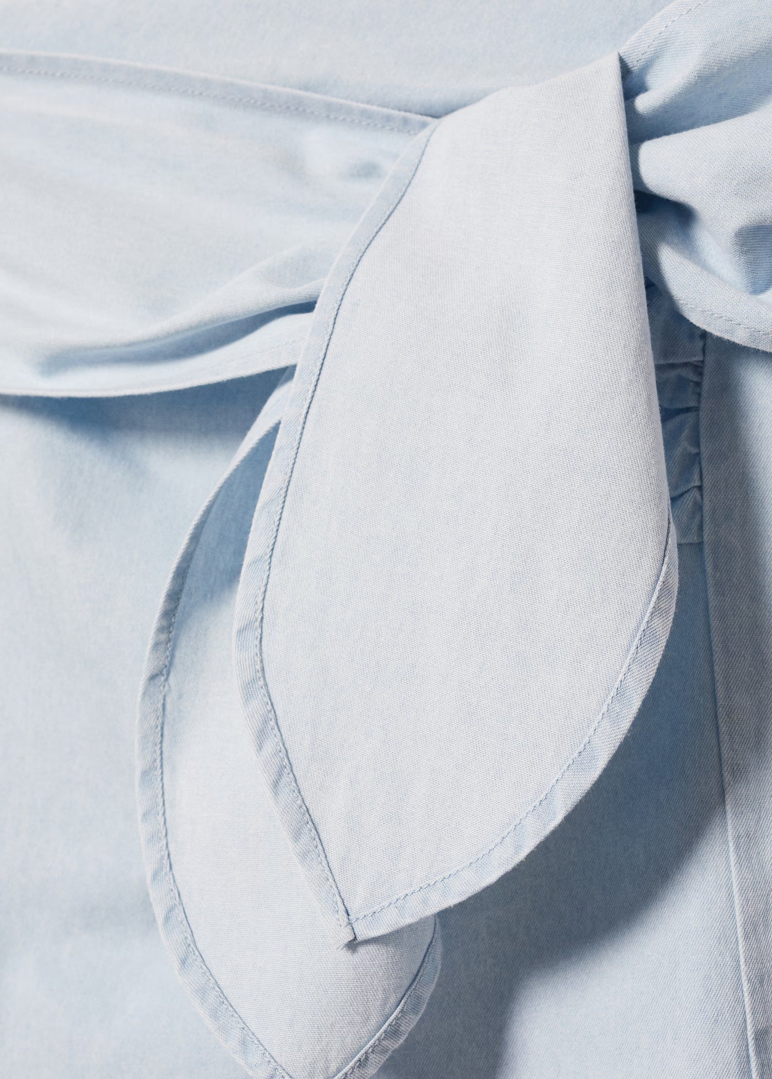 Knot Detail Chambray Straight Mini Skirt