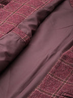 Checked Front-Open Blazer & Skirt Set