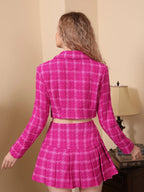Pink Tweed Crop Jacket & Skirt Set