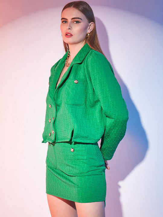 Self Design Coat and Skirt Pair