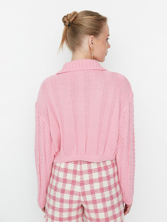 Bayly Pink Cable Knit Cardigan