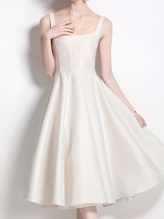 Square Neck Fit & Flare Midi Dress