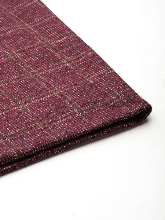 Checked Front-Open Blazer & Skirt Set