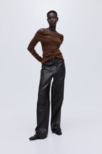 Cropped Rib-Knit Off-The-Shoulder Top