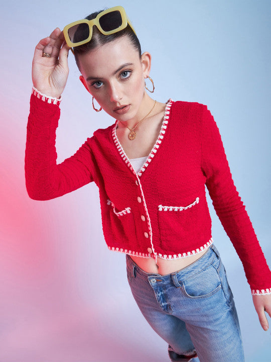Eloise V-Neck Acrylic Cardigan Sweater